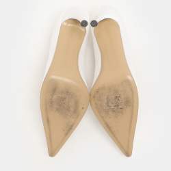 Pre Owned Mach & Mach White Satin Triple Heart Pumps Size 40