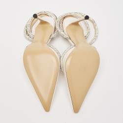 Mach & Mach Cream Satin Crystal Embellished Heart Pumps Size 39