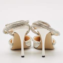 Mach & Mach Cream Satin Crystal Embellished Heart Pumps Size 39