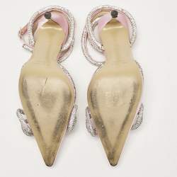 Mach & Mach Pink Satin Crystal Embellished Ankle Strap Sandals Size 39