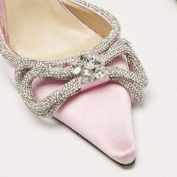 Mach & Mach Pink Satin Crystal Embellished Ankle Strap Sandals Size 39