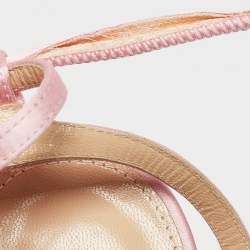 Mach & Mach Cream/Pink Satin Crystal Embellished Heart Pumps Size 39