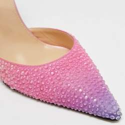 Mach & Mach Cream/Pink Satin Crystal Embellished Heart Pumps Size 39
