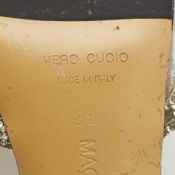 Pre Owned Mach & Mach Transparent PVC Crystal Embellished Double Bow Mules Size 38