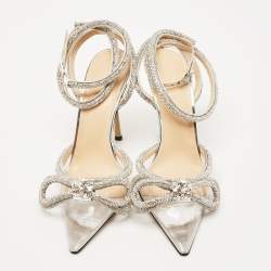مملوكة مسبقًا Mach & Mach Transparent PVC Crystal Embellished Double Bow Pumps Size 38