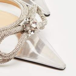 مملوكة مسبقًا Mach & Mach Transparent PVC Crystal Embellished Double Bow Pumps Size 38