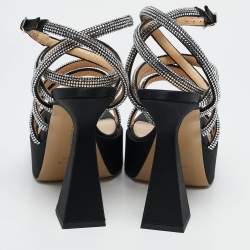 Mach & Mach Black Satin Sydney Platform Sandals Size 40