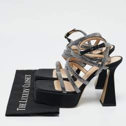 Mach & Mach Black Satin Sydney Platform Sandals Size 40