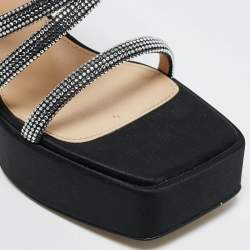 Mach & Mach Black Satin Sydney Platform Sandals Size 40