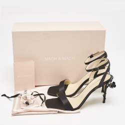 Mach & Mach Black Satin Wonder Tulip Sandals Size 38.5