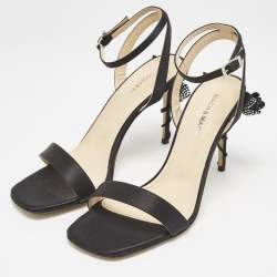 Mach & Mach Black Satin Wonder Tulip Sandals Size 38.5