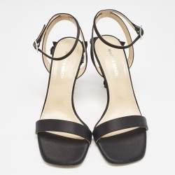 Mach & Mach Black Satin Wonder Tulip Sandals Size 38.5