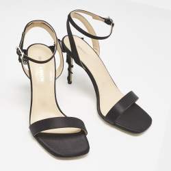 Mach & Mach Black Satin Wonder Tulip Sandals Size 38.5