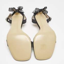 Mach & Mach Black Satin Wonder Tulip Sandals Size 38.5
