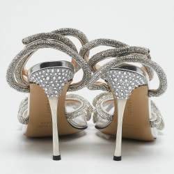 Mach & Mach Transparent PVC Double Bow Crystal Embellished Pumps Size 38.5