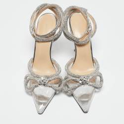 Mach & Mach Transparent PVC Double Bow Crystal Embellished Pumps Size 38.5