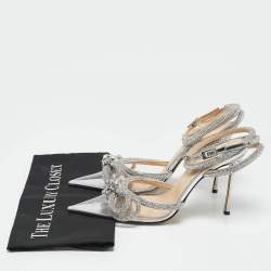 Mach & Mach Transparent PVC Double Bow Crystal Embellished Pumps Size 38.5