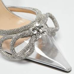 Mach & Mach Transparent PVC Double Bow Crystal Embellished Pumps Size 38.5