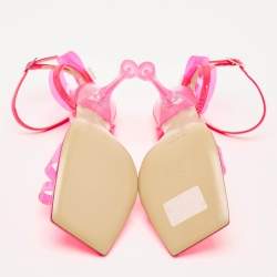Mach & Mach Neon Pink PVC and Patent Leather French Bow Sandals Size 38
