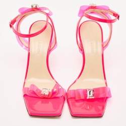 Mach & Mach Neon Pink PVC and Patent Leather French Bow Sandals Size 38