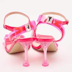 Mach & Mach Neon Pink PVC and Patent Leather French Bow Sandals Size 38