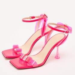 Mach & Mach Neon Pink PVC and Patent Leather French Bow Sandals Size 38