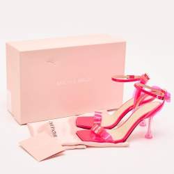Mach & Mach Neon Pink PVC and Patent Leather French Bow Sandals Size 38