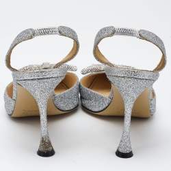 Mach & Mach Silver Glitter Bow Slingback  Pumps Size 38.5