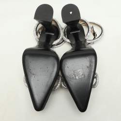 مملوكة مسبقًا Mach & Mach Black Satin Double Bow Crystal Embellished Platform Pumps Size 40