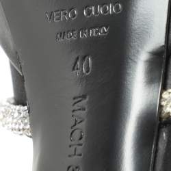 مملوكة مسبقًا Mach & Mach Black Satin Double Bow Crystal Embellished Platform Pumps Size 40