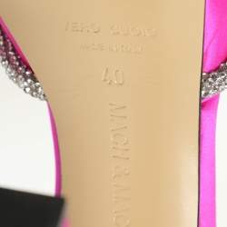 Mach & Mach Pink Satin Double Bow Crystal Embellished Platform Pumps Size 40