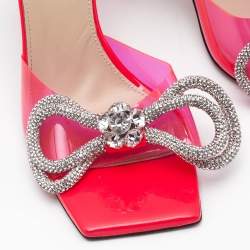 Mach & Mach Neon Pink PVC Double Bow Slide Sandals Size 35