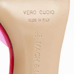 Mach & Mach Neon Pink PVC Double Bow Slide Sandals Size 35