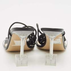 Mach & Mach Transparent PVC Crystal Embellished Ankle Strap Sandals Size 39.5