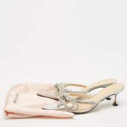 Mach & Mach Silver PVC Double Bow Heel Mules Size 38.5