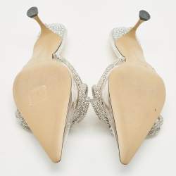 Mach & Mach Silver PVC Double Bow Heel Mules Size 38.5