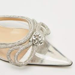 Mach & Mach Silver PVC Double Bow Heel Mules Size 38.5