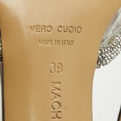 Mach & Mach Silver PVC Crystal Embellished Double Bow Pumps Size 39