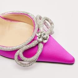 Mach & Mach Fuchsia Satin Double Bow Crystal Embellished Pumps Size 41