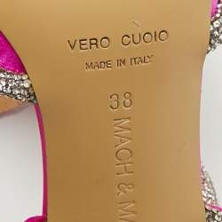 مملوكة مسبقًا Mach & Mach Fuchsia Satin Double Bow Crystal Embellished Pumps Size 38
