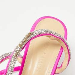 مملوكة مسبقًا Mach & Mach Fuchsia Satin Double Bow Crystal Embellished Pumps Size 38