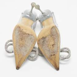 Pre Owned Mach & Mach Silver Patent Leather and PVC Double Bow Pumps Size 35