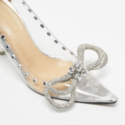 Pre Owned Mach & Mach Silver Patent Leather and PVC Double Bow Pumps Size 35