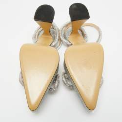 مملوكة مسبقًا حذاء منصة موازنة ماك & ماك فضي من الجلد وبي في سي مع قوس مزدوج مقاس 38.5