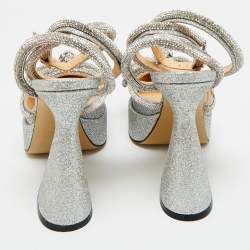 مملوكة مسبقًا حذاء منصة موازنة ماك & ماك فضي من الجلد وبي في سي مع قوس مزدوج مقاس 38.5