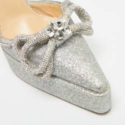 مملوكة مسبقًا حذاء منصة موازنة ماك & ماك فضي من الجلد وبي في سي مع قوس مزدوج مقاس 38.5