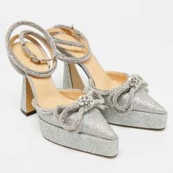 مملوكة مسبقًا حذاء منصة موازنة ماك & ماك فضي من الجلد وبي في سي مع قوس مزدوج مقاس 38.5