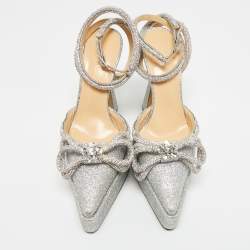 مملوكة مسبقًا حذاء منصة موازنة ماك & ماك فضي من الجلد وبي في سي مع قوس مزدوج مقاس 38.5