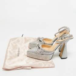 مملوكة مسبقًا حذاء منصة موازنة ماك & ماك فضي من الجلد وبي في سي مع قوس مزدوج مقاس 38.5