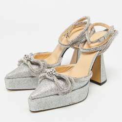 مملوكة مسبقًا حذاء منصة موازنة ماك & ماك فضي من الجلد وبي في سي مع قوس مزدوج مقاس 38.5